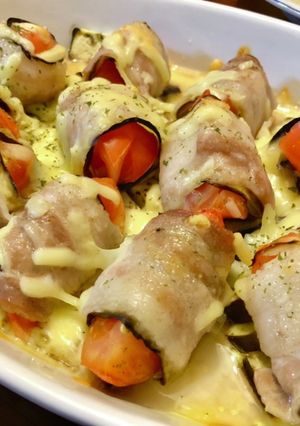 【おつまみ】トマトのナス豚チーズ焼き-レシピのメイン写真