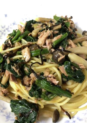 ツナとほうれん草の白だしパスタ-レシピのメイン写真
