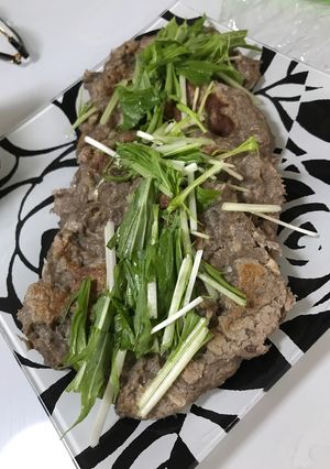 小鯵のハンバーグ水菜添え-レシピのメイン写真