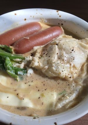 サッポロ一番で、カレ–らぁめん♪-レシピのメイン写真