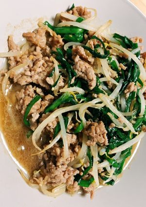 簡単◎ひき肉とニラの甘辛味噌炒め-レシピのメイン写真