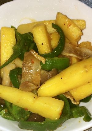カリカリ豚トロとさつま芋の豆板醤炒め-レシピのメイン写真