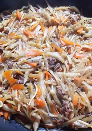 ごぼう・蓮根・人参・牛肉のきんぴら煮-レシピのメイン写真