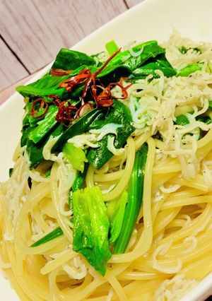 ほうれん草とシラスの和風ワンパンパスタ！-レシピのメイン写真