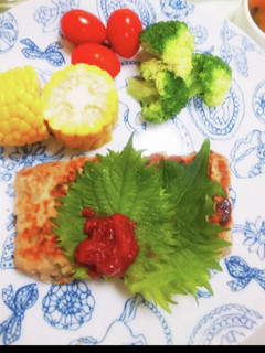 大判!梅とレンコン大葉のつくね焼き-レシピのメイン写真