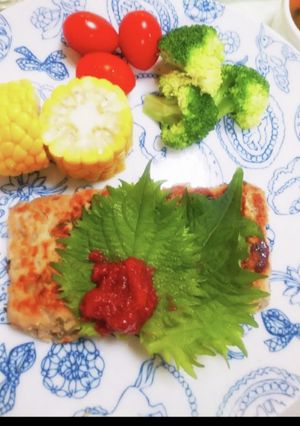 大判！梅とレンコン大葉のつくね焼き-レシピのメイン写真