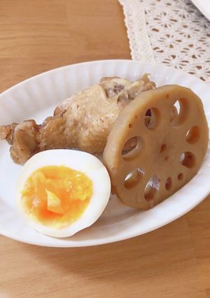 【絶品】炊飯器de蓮根と半熟卵の手羽元煮-レシピのメイン写真
