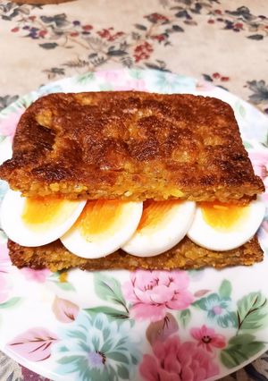 焼きチーズドライカレーのゆで卵サンド-レシピのメイン写真