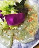 【簡単】刺身蒟蒻のカルパッチョ【減塩】
