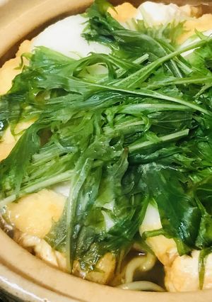 鍋の素●鶏肉＆水菜の海苔キムチラーメン鍋-レシピのメイン写真