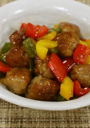 れんこん団子とカラフル野菜の甘酢炒め-レシピのメイン写真