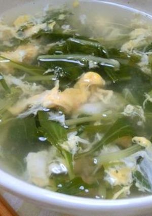 これうま♪　水菜とたまごの梅スープ-レシピのメイン写真