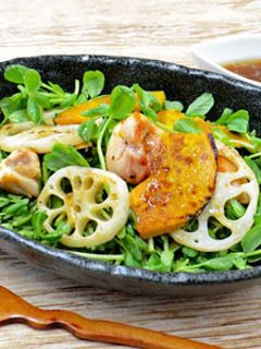 豆苗とれんこん、かぼちゃのサラダ-レシピのメイン写真