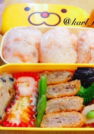 簡単メンチカツ弁当鮭ほぐし身おにぎり覚書-レシピのメイン写真