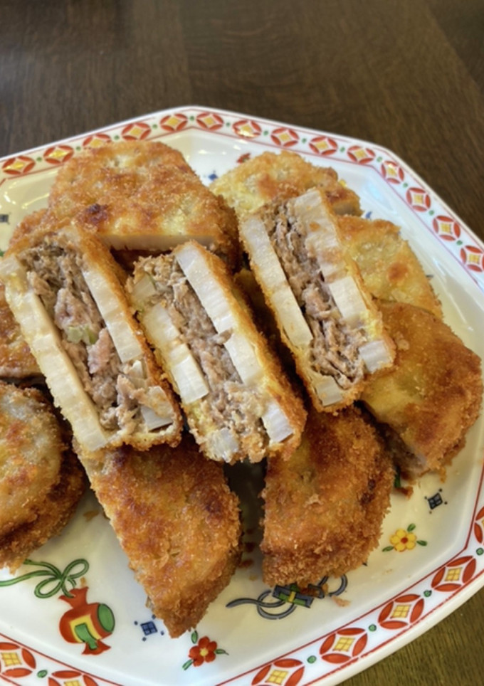 れんこんのひき肉挟み揚げ♪-レシピのメイン写真