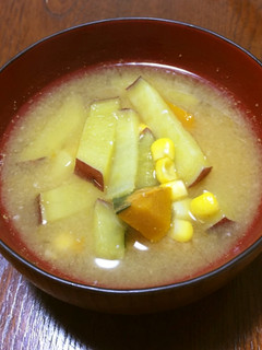 南瓜&さつま芋&コーンの味噌汁-レシピのメイン写真