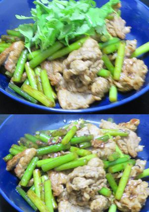 美味にんにくの芽と豚肉の醤油・五香粉炒め-レシピのメイン写真