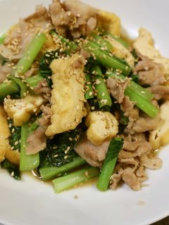 豚小間と小松菜と厚揚げの炒め物-レシピのメイン写真