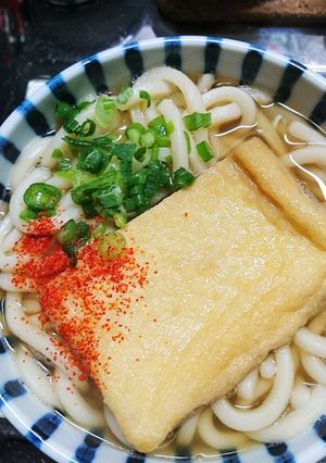 甘口揚げのきつねうどんq(^-^q)-レシピのメイン写真