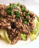 和風あん(濃)でレタスのひき肉あんかけ