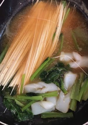 小松菜と素麺の味噌汁-レシピのメイン写真