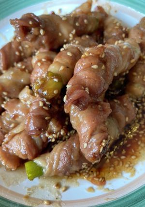 豚バラ肉アスパラ巻き甘酢だれ♪-レシピのメイン写真