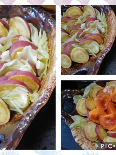 キャベツとサツマイモの温野菜×柿のサラダ-レシピのメイン写真