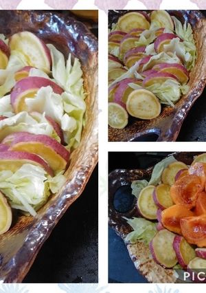 キャベツとサツマイモの温野菜×柿のサラダ-レシピのメイン写真