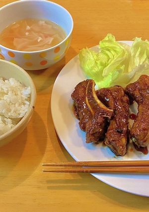 蜂蜜入りのスペアリブ！　タロの弁当晩ご飯-レシピのメイン写真