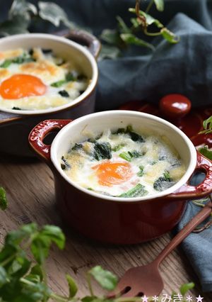 ほうれん草の巣ごもりチーズ焼き♪-レシピのメイン写真
