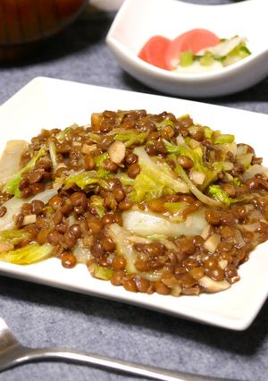 ヴィーガン☆レンズ豆と白菜の中華風炒め煮-レシピのメイン写真