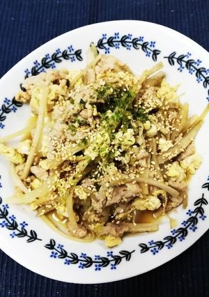 豚肉・ゴボウ・白菜・玉子のピリ辛炒め-レシピのメイン写真