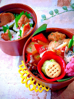ミニおにぎらず 大根と鶏団子甘辛炒め弁当-レシピのメイン写真