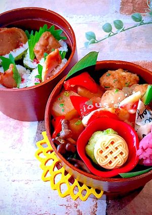 ミニおにぎらず 大根と鶏団子甘辛炒め弁当-レシピのメイン写真