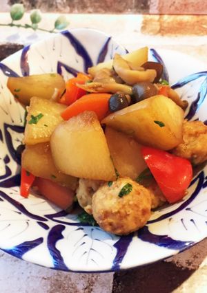 大根と鶏団子甘辛炒め-レシピのメイン写真