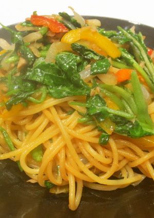 クレソンとツナのにんにく醤油和風パスタ-レシピのメイン写真