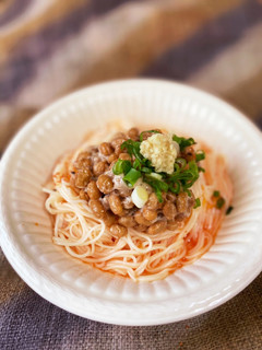 野菜ジュースで納豆にゅうめんホット!-レシピのメイン写真