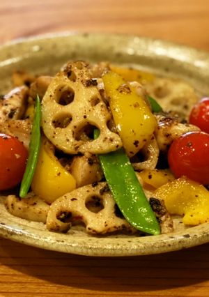 鶏肉と蓮根のアーリオオーリオ[浜納豆]-レシピのメイン写真