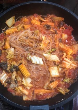 トマト缶で具沢山食べる春雨スープ-レシピのメイン写真