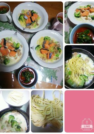 お手製クリームパスタ鮭のせversion-レシピのメイン写真