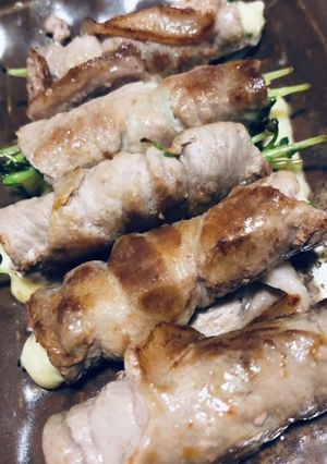豚のチーズと豆苗巻き-レシピのメイン写真