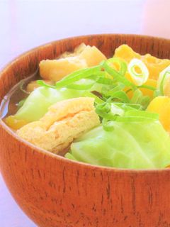 かぼちゃとキャベツと油揚げの味噌汁-レシピのメイン写真