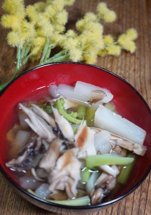 免疫力が上る　乾燥舞茸とカブの味噌汁-レシピのメイン写真