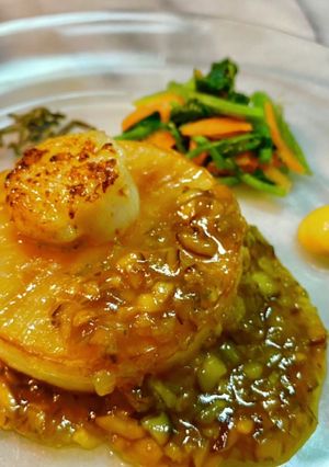 大根貝柱ステーキ　椎茸大根葉照焼きソース-レシピのメイン写真