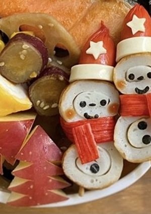 クリスマス⭐︎竹輪スノーマン&林檎ツリー-レシピのメイン写真