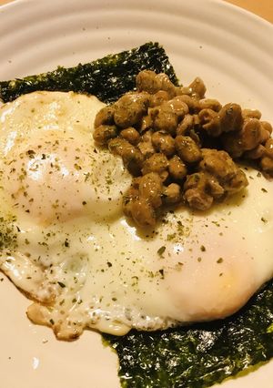 毎日の納豆●海苔&目玉焼き添え-レシピのメイン写真