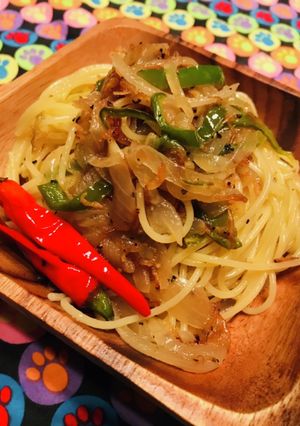 余り物でミイラのぺペロン塩味オイルパスタ-レシピのメイン写真