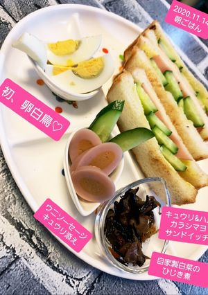 初卵白鳥&キュウリハムからしマヨサンド♡-レシピのメイン写真