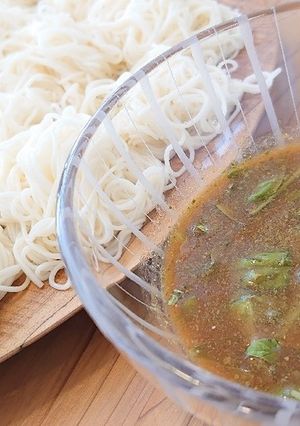 トマトジュース/バジルソース/そーめん-レシピのメイン写真