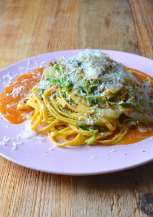 糖質オフ！白菜とネギのミートソースパスタ-レシピのメイン写真